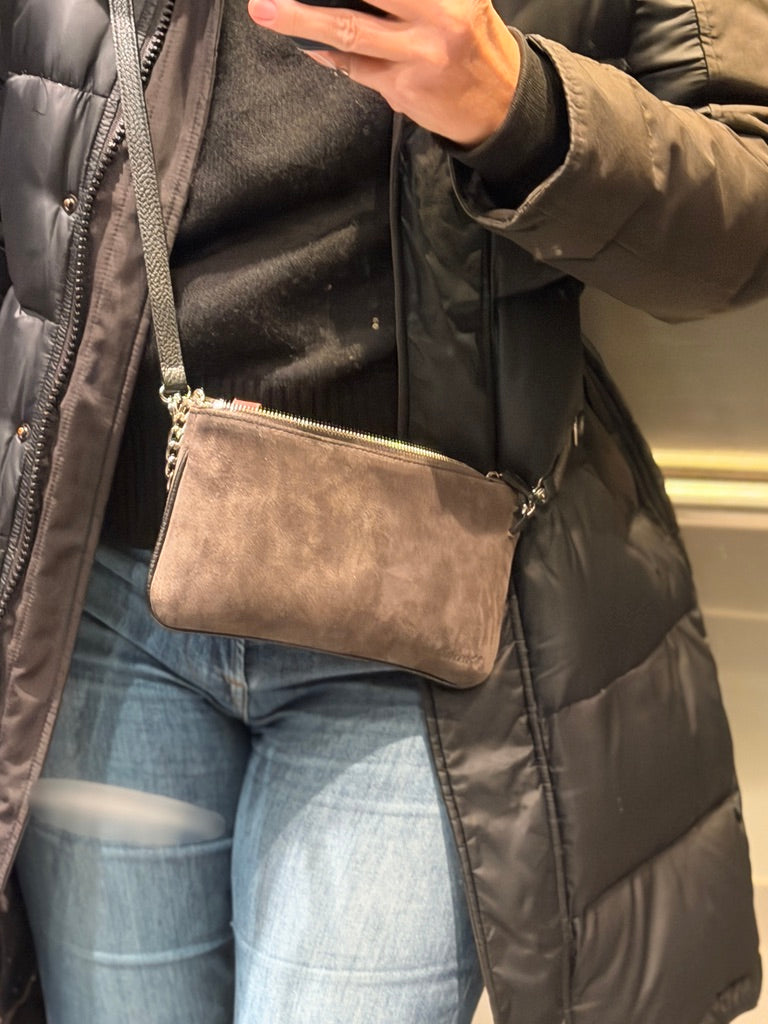 graue velours minibag kleine Tasche grU VELOUR