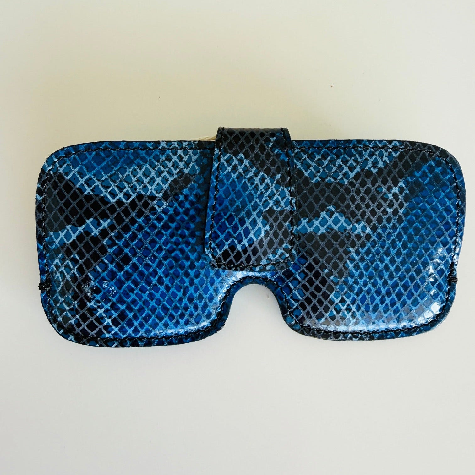 blaues schlangenleder Brillenetui, Brillenetui schmal leder