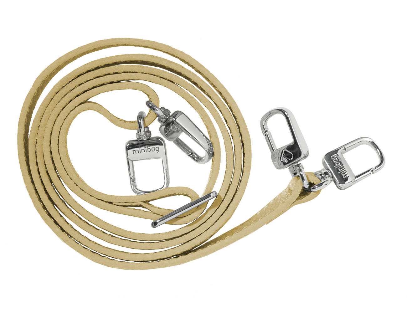 Minibag twin strap gold, minibag accessoires, Ledergurt mit zwei Karabinern, minibag strap gold