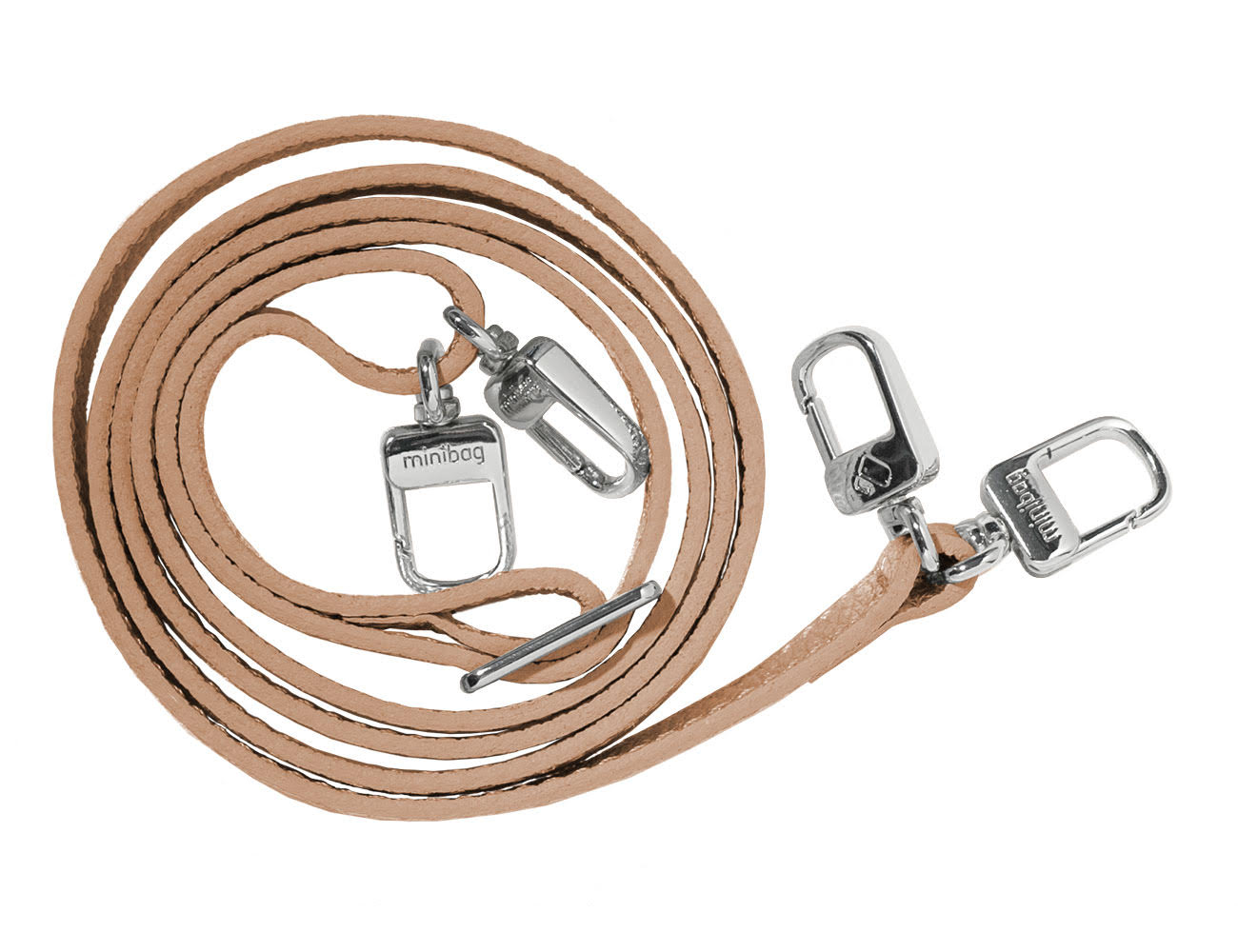 Minibag twin strap rose, minibag accessoires, Ledergurt mit zwei Karabinern, minibag strap rose