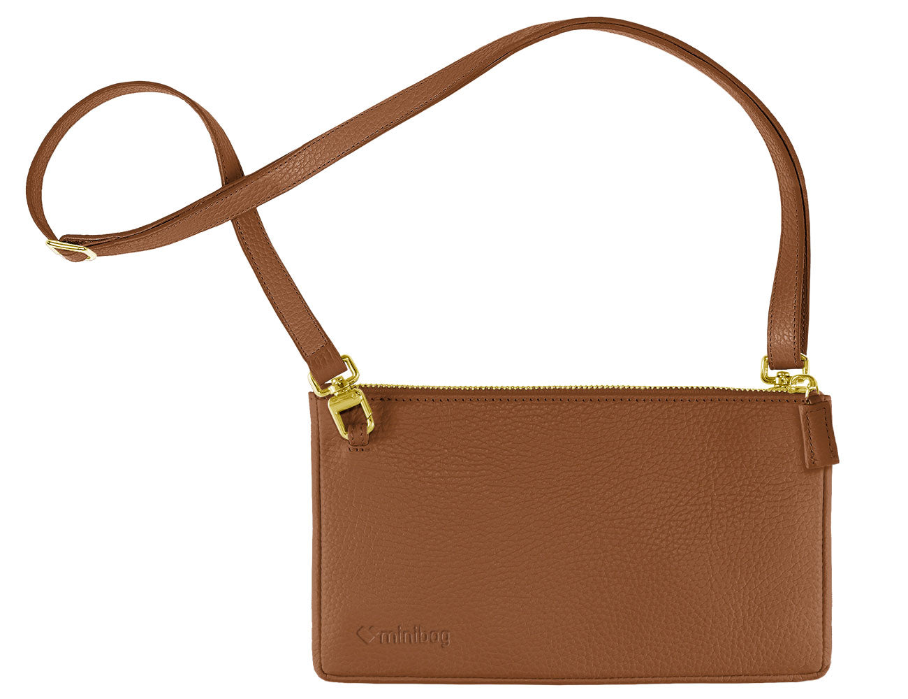 minibag cognac Edition GOLD, braune Ledertasche, goldene Details, braune Clutch, Umhängetasche braun, - kleine Tasche, handy tasche zum umhängen, Umhänge Ledertasche Damen, kleine taschen zum umhängen, kleine ledertasche zum umhängen, kleine tasche elegant, kleine handtasche damen leder