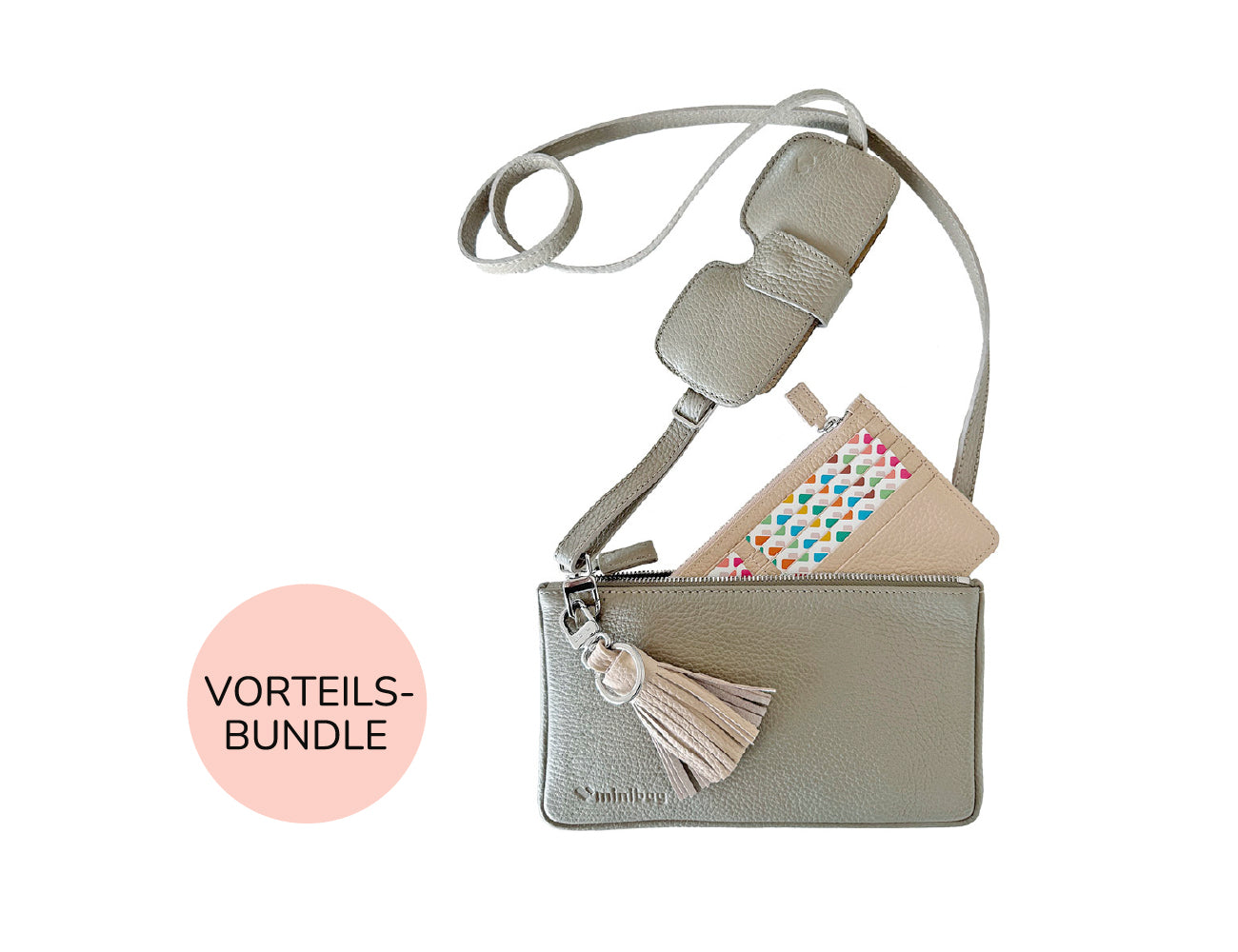 minibag taupe Fullbundle + gratis Schlüsselanhänger